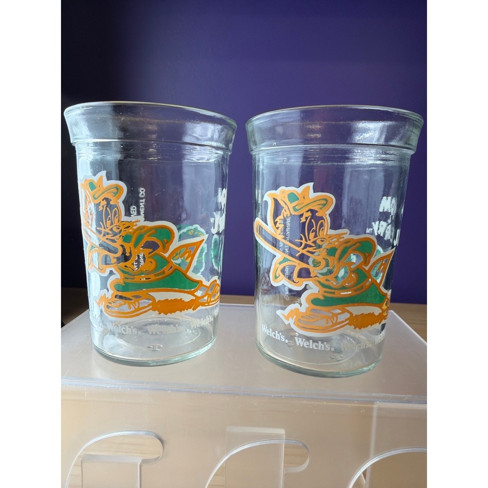 Vintage 1991 Tom & Jerry Welch's Glasses Baseball Design Set of 2